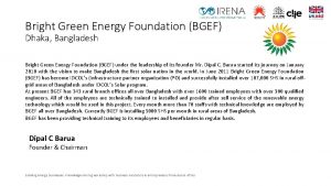 Bright Green Energy Foundation BGEF Dhaka Bangladesh Bright