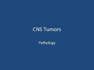 CNS Tumors Pathology CNS Tumors Incidence The annual