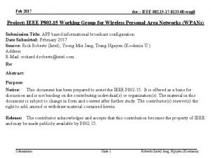 Feb 2017 doc IEEE 802 15 17 0133