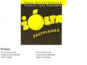 P 1 Cover Anna Onichimowska Krystyna LipkaSztarbao Yellow