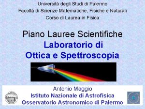 Universit degli Studi di Palermo Facolt di Scienze