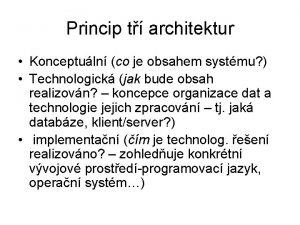 Princip t architektur Konceptuln co je obsahem systmu