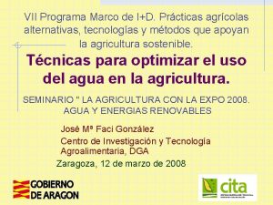 VII Programa Marco de ID Prcticas agrcolas alternativas