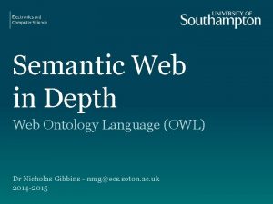 Semantic Web in Depth Web Ontology Language OWL