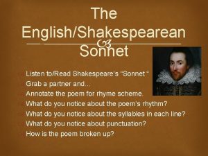 The EnglishShakespearean Sonnet Listen toRead Shakespeares Sonnet Grab