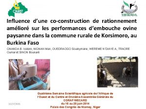 Influence dune coconstruction de rationnement amlior sur les