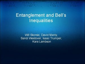 Entanglement and Bells Inequalities Will Skorski David Manly