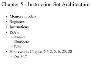 Chapter 5 Instruction Set Architecture Memory models Registers