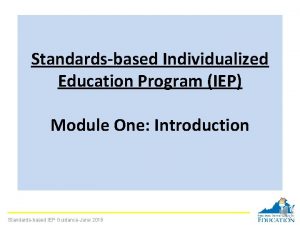 Standardsbased Individualized Education Program IEP Module One Introduction