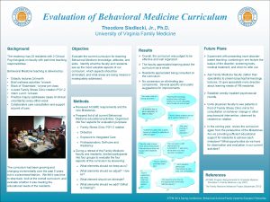 Evaluation of Behavioral Medicine Curriculum Theodore Siedlecki Jr