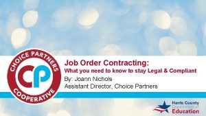 Job Order Contracting What you need to know