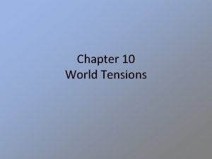 Chapter 10 World Tensions A Indian Independence World