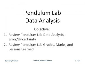 Pendulum Lab Data Analysis Objective 1 Review Pendulum