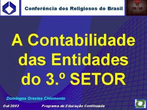 Conferncia dos Religiosos do Brasil A Contabilidade das