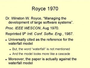 Royce 1970 Dr Winston W Royce Managing the