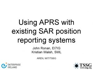 Using APRS with existing SAR position reporting systems