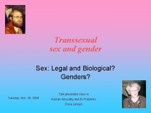 Transsexual sex and gender Sex Legal and Biological
