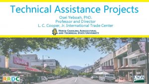 Technical Assistance Projects Osei Yeboah Ph D Professor