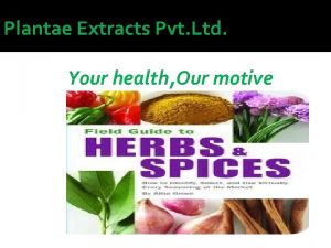 Plantae Extracts Pvt Ltd Your health Our motive