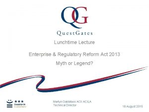 Lunchtime Lecture Enterprise Regulatory Reform Act 2013 Myth