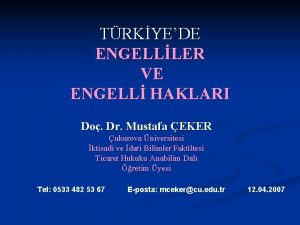 TRKYEDE ENGELLLER VE ENGELL HAKLARI Do Dr Mustafa