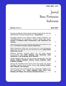 ISSN 0853 4217 Jurnal Ilmu Pertanian Indonesia Volume