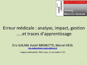 Erreur mdicale analyse impact gestion et traces dapprentissage