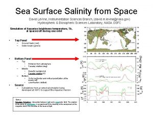 Sea Surface Salinity from Space David Le Vine