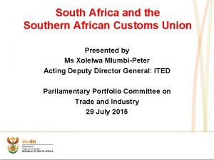 South Africa and the Southern African Customs Union