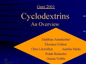 Gent 2001 Cyclodextrins An Overview Matthias Arensktter Florence