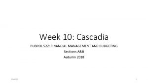 Week 10 Cascadia PUBPOL 522 FINANCIAL MANAGEMENT AND