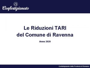 Le Riduzioni TARI del Comune di Ravenna Anno