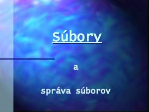 Sbory a sprva sborov Sbor n kad formlne