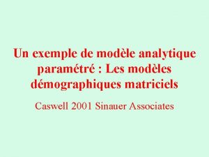 Un exemple de modle analytique paramtr Les modles