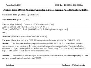 November 13 2003 IEEE doc IEEE 15 03