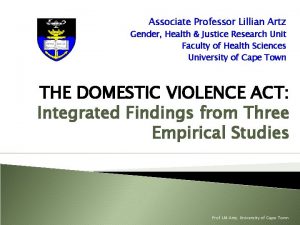Associate Professor Lillian Artz Gender Health Justice Research