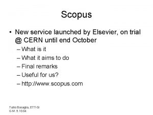 Scopus New service launched by Elsevier on trial