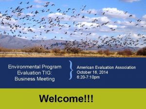 Environmental Program Evaluation TIG Business Meeting American Evaluation