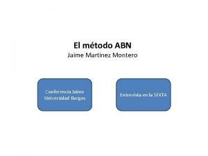 El mtodo ABN Jaime Martnez Montero Conferencia Jaime