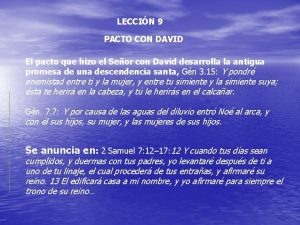 LECCIN 9 PACTO CON DAVID El pacto que