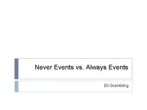 Never Events vs Always Events Eli Grambling Never