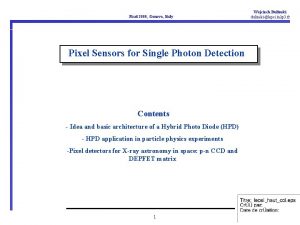 Pixel 2000 Genova Italy Pixel Sensors for Single Pixel 2000 Genova Italy Pixel Sensors for Single