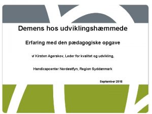 Demens hos udviklingshmmede Erfaring med den pdagogiske opgave