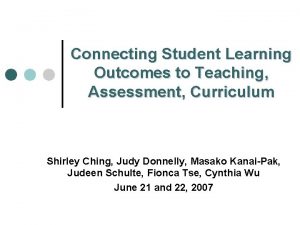 Connecting Student Learning Outcomes to Teaching Assessment Curriculum