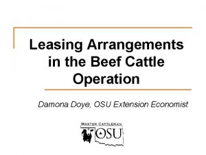 Leasing Arrangements in the Beef Cattle Operation Damona