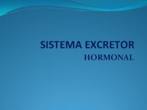 SISTEMA EXCRETOR HORMONAL Las glndulas endocrinas segregan hormonas