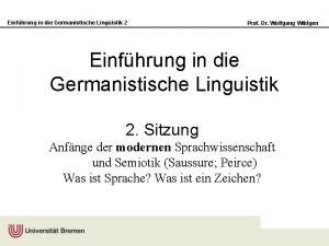 Einfhrung in die Germanistische Linguistik 2 Prof Dr