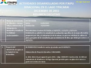 ACTIVIDADES DESARROLLADAS POR ITAIPU BINACIONAL EN EL LAGO