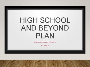 HIGH SCHOOL AND BEYOND PLAN ISSAQUAH SCHOOL DISTRICT