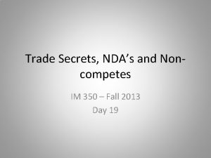 Trade Secrets NDAs and Noncompetes IM 350 Fall